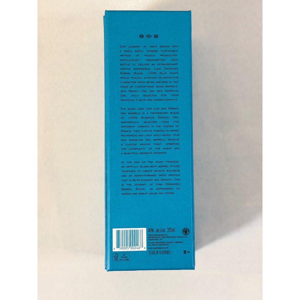 Casa Dragones Tequila Anejo Empty Presentation Box Turquoise Blue 375ml Size - Picture 2 of 5